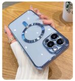 Plugtech TPU Designed for iPhone 15 Pro Max Luxury Electroplating Case [Magnetic MagSafe] [Integrated Lens Protection] Back Cover Case for iPhone 15 Pro Max (Coral) - Image 3