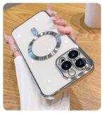 Plugtech TPU Designed for iPhone 15 Pro Max Luxury Electroplating Case [Magnetic MagSafe] [Integrated Lens Protection] Back Cover Case for iPhone 15 Pro Max (Silver) - Image 4
