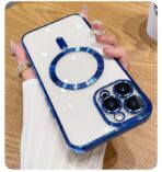 Plugtech TPU Designed for iPhone 15 Pro Max Luxury Electroplating Case [Magnetic MagSafe] [Integrated Lens Protection] Back Cover Case for iPhone 15 Pro Max (Blue) - Image 4