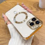 Plugtech TPU Designed for iPhone 15 Pro Max Luxury Electroplating Case [Magnetic MagSafe] [Integrated Lens Protection] Back Cover Case for iPhone 15 Pro Max (Gold) - Image 8