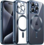 Plugtech TPU Designed for iPhone 15 Pro Max Luxury Electroplating Case [Magnetic MagSafe] [Integrated Lens Protection] Back Cover Case for iPhone 15 Pro Max (Blue) - Image 3