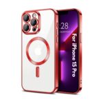 Plugtech TPU Designed for iPhone 15 Pro Luxury Electroplating Case [Magnetic MagSafe] [Integrated Lens Protection] Back Cover Case for iPhone 15 Pro (Purple)