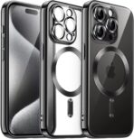 Plugtech TPU Designed for iPhone 15 Pro Luxury Electroplating Case [Magnetic MagSafe] [Integrated Lens Protection] Back Cover Case for iPhone 15 Pro (Black) - Image 3